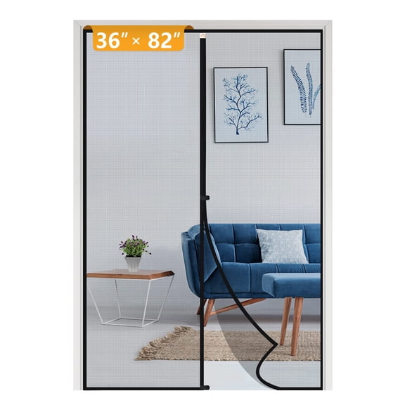 Yotache Magnetic Screen Door for 36"x82" Doors, Screen Size 38"x83" High-Density Fiberglass Mesh with Powerful Magnets & Windproof Hasp for Front/Back Patio Doors, Black