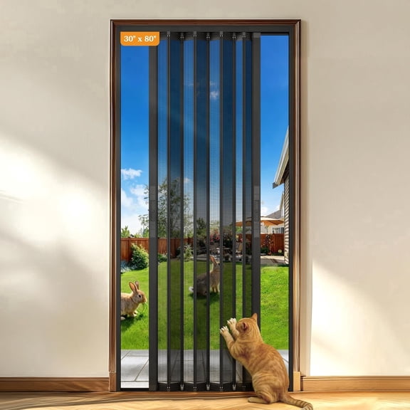 Yotache Retractable Screen Door Fits 30"x80" to 30.5"x80.5" Doors - Aluminum Frame & Pet-Proof Mesh - Magnetic Self-Latching Convenient Sliding Door with Left and Right Openings
