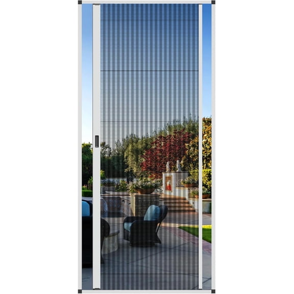 Yotache Upgraded Retractable Screen Door for 36"x80" to 36.5"x80.5" Doors, Heavy-Duty White Aluminum Frame with Black High-Density Mesh - Easy Install