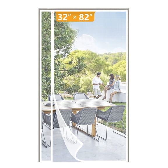 Yotache White Reversible Left Right Side Opening Magnetic Screen Door Fits Door Size 32 x 82, Unobstructed View Upgraded Polyester Mesh for Back Door, Actual Screen Size 34" x 83"