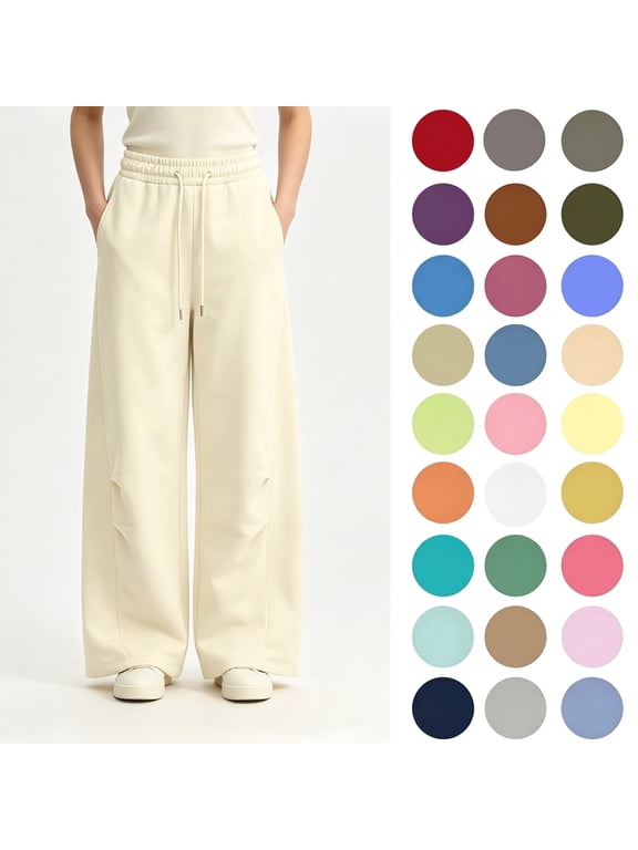 Womens Sweatpants Yotami Elastic High Waist Workout Casual Pants for Fall Winter Fleece Drawstring Wide-Leg Baggy Sweatpants with Pockets