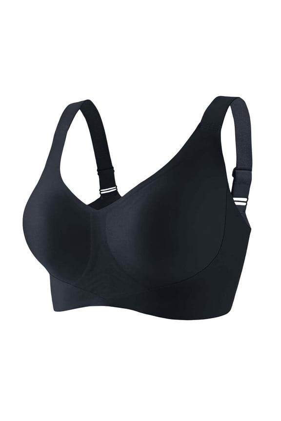 Bralette for Women Wireless Seamless Casual Underwear for Daily Solid Color Push Up Support Bras with Removable Pads, 36A, Black