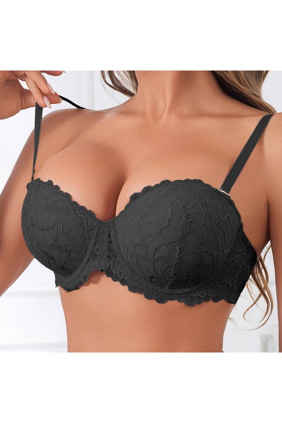 Comfortable Bras for Women Casual Support Bra for Outdoor Push Up Solid Color Wireless Bra, 34C, Black