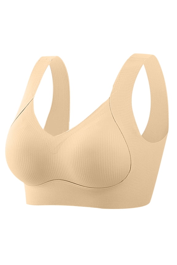 Comfortable Bras for Women Push Up Breathable Support Bra for Sleep Seamless Wireless Bra, 42C, Beige