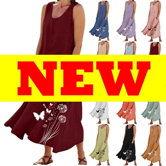 Yotami Dresses for Women Summer Casual Plus Size Maxi Dresses for Beach Vacation Sleeveless Boho Floral Print Loose Dresses with Pocket - Black XXXL