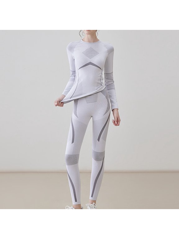 Thermal Ski Base Layer Set for Women, Geometric Print Quick Dry Underwear for Winter Snow Sports