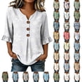 thumbnail image 1 of Yotami Womens Tops and Blouses for Dressy Casual, Summer Floral Print Loose Fit Top with Ornamental Button, Ruffle Sleeve V-Neck Shirts, Size S-XXXL, 1 of 6