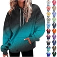 thumbnail image 1 of Yotami Hoodies for Women Long Sleeve Pullover Sweatshirts Drawstring Gradient Print Casual Hooded Sweatshirt with Pocket, 1 of 4