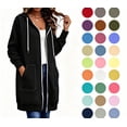 thumbnail image 1 of Yotami Long Hoodies for Women with Full Zip, Pocket, Drawstring, Long Sleeve Tops Fall Winter Fashion Casual Hooded Sweatshirts Clothes, 1 of 5