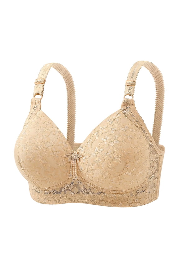 Lounge Bras for Women Push Up Breathable Support Bra for Work Wireless Bra, 46D, Beige