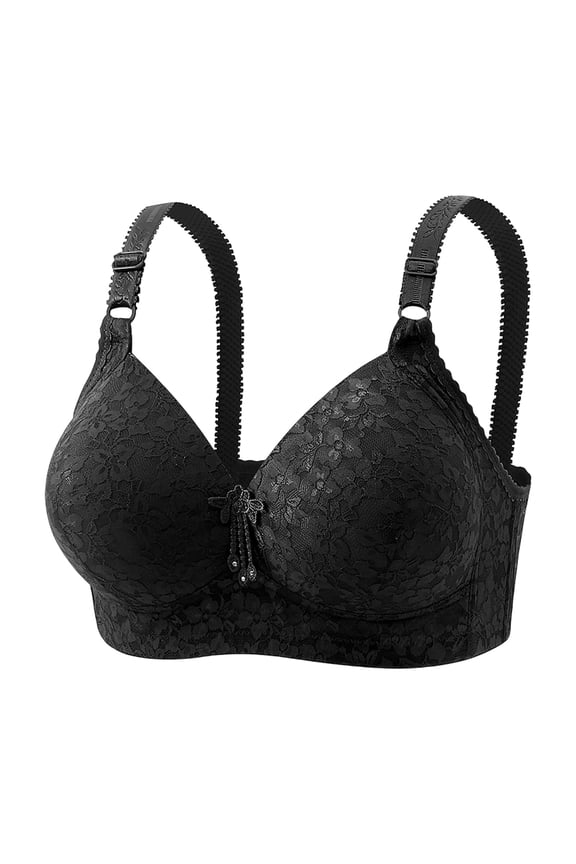 Lounge Bras for Women Push Up Breathable Support Bra for Work Wireless Bra, 46D, Black