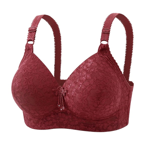 Yotami Lounge Bras for Women Push Up Breathable Support Bra for Work Wireless Bra, 46D, Wine