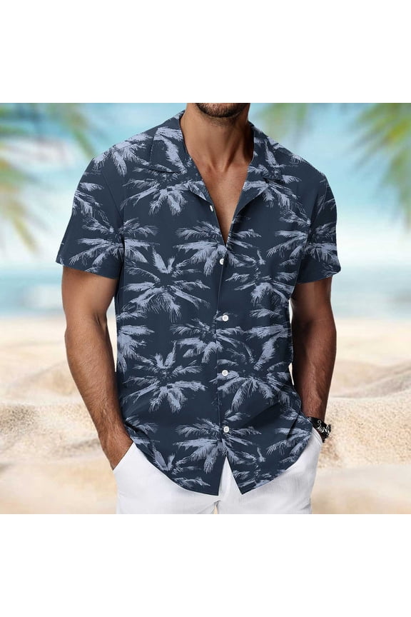 Men's Vacation Shirt Button Down Short Sleeve Tops for Holiday, Soft Hawaiian Big and Tall Aloha Shirt with Pocket, XXL Multicolor