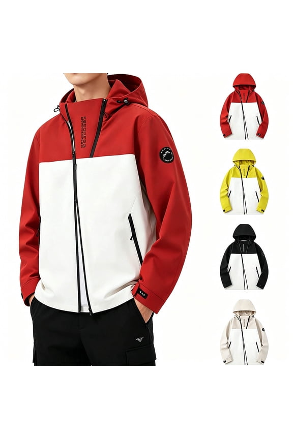 Mens Jackets - Waterproof - Windproof - Hooded - Two Side Zipper Open - Double Headed Zipper - Pocket - Plus Size Outerwear - Fall Clothes