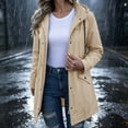thumbnail image 1 of Yotami Outdoor Rain Jacket Women Fashion Waterproof Windbreaker Long Hooded Raincoat with Pocket, Drawstring, Button Zip-Up, Solid Lightweight Hiking Travel Trench Coats, 1 of 5