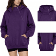 thumbnail image 1 of Yotami Oversized Hooded Sweatshirts for Women with Double Zipper, Long Sleeve Pullover Hoodies with Pocket, Lightweight Casual Tops Workout Outerwear, 1 of 5