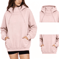thumbnail image 1 of Yotami Oversized Hooded Sweatshirts for Women with Double Zipper, Long Sleeve Pullover Hoodies with Pocket, Lightweight Casual Tops Workout Outerwear, 1 of 5