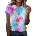 thumbnail image 1 of Yotami Plus Size Casual T-Shirt for Women Crewneck Floral Print Tops for Summer Short Sleeve Lightweight T-Shirt Multicolor XXXXXL, 1 of 4