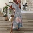 thumbnail image 1 of Yotami Plus Size Floral Summer Dress for Women Short Sleeve Side Slit Maxi Dress V-Neck Sundress for Beach, 1 of 3