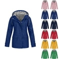 thumbnail image 1 of Yotami Plus Size Rain Coats for Women Fall Fashion Zip-Up Outerwear Lightweight Hooded Jackets Drawstring Solid Casual Waterproof Windbreaker, 1 of 3