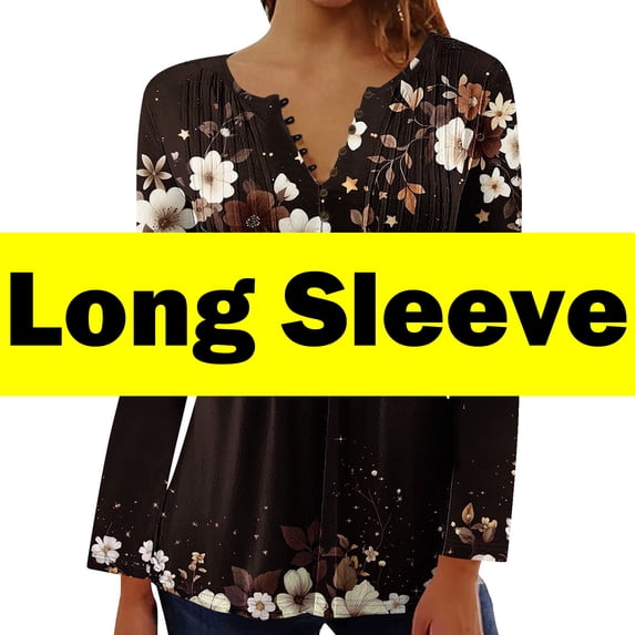 Yotami Plus Size Top and Blouses for Women Dressy Casual Floral Shirt, Button V-Neck Long Sleeve Ruffled Fall Fashion Tops Sizes S-5XL