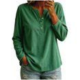 thumbnail image 1 of Yotami Ribbed Tops for Women Long Sleeve Button V-Neck Shirts Loose Fit Lightweight Dressy Casual Blouse Fall Outfits, 1 of 4