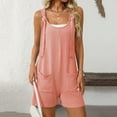 thumbnail image 1 of Yotami Short Jumpsuit for Women Wide Leg Sleeveless Solid Color Streetwear Jumpsuit with Pocket V-Neck Summer Adjustable Strap Romper for Beach, 1 of 5