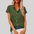 thumbnail image 1 of Yotami Short Sleeve Tops for Women Loose Summer Button Down Shirts Plus Size Solid Work Casual Blouses, S-XXXXXL, 1 of 5