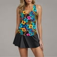thumbnail image 1 of Yotami Skirted Tankini Swimsuits for Women Floral Print Tummy Control 2-Piece Swimsuit Set with Removable Padded, Ruffled Tankini Bikini for Gift, Multicolor, 1 of 4