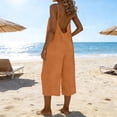 thumbnail image 1 of Yotami Summer Backless Jumpsuits for Women Casual Loose Spaghetti Strap Capri Rompers for Vacation Wide-Leg Beach Jumpsuit Overalls, Orange XL, 1 of 5