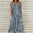 thumbnail image 1 of Yotami Summer Dresses for Women Plus Size Casual Dress with Pocket Sleeveless Button V-Neck Floral Dress for Beach Holiday Loose Flowy Maxi Dress Multicolor, 1 of 4