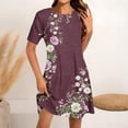 thumbnail image 1 of Yotami Summer Dresses for Women Crew Neck Short Sleeve Mini Dress Floral Print Plus Size Dress for Vacation, 1 of 4