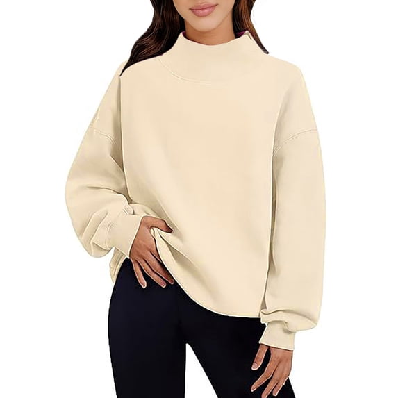 Yotami Sweatshirts for Women Oversized Mock Neck Long Sleeve Fleece Pullover Tops Fall Trendy Casual Soft Sweatshirt