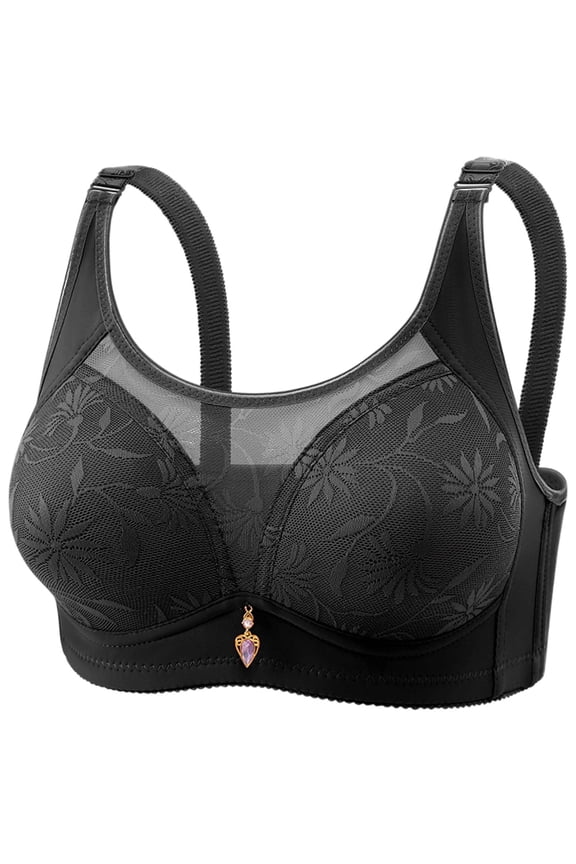 T-Shirt Bras for Women Push Up Comfy Support Bra for Work Solid Color Wireless Bra, 40B, Black