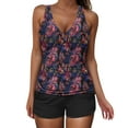 thumbnail image 1 of Yotami Tankini Swimsuit for Women 2-Piece Floral Print Bikini Set with Removable Padded, High Waisted Beach Swimwear with Boyshorts, Multicolor, 1 of 3