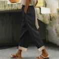 thumbnail image 1 of Yotami Trendy Linen Pants for Women Drawstring High Waisted Comfy Trousers with Pocket Straight Leg Solid Color Ankle Length Pant for Holiday, Black XXL, 1 of 4
