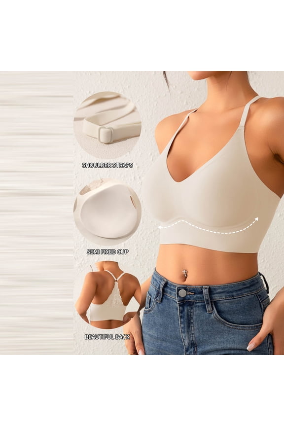 Wireless Sleep Bras for Women Breathable Underwear for Work Solid Color Push Up Support Bra, 32C, White