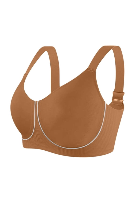 Wireless T-Shirt Bras for Women Push Up Comfy Underwear for Daily Seamless Solid Color Support Bras with Removable Pads, 40A, Orange