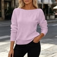 thumbnail image 1 of Yotami Women Boat Neck Knit Pullover Sweater, Puff Long-Sleeve Pullover Top for Casual Office Wear, 1 of 5