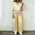 thumbnail image 1 of Yotami Women Tracksuit Set, Color Block Zip Up Sweatshirt And Wide Leg Pants, Casual Fall Matching Outfit With Pockets, 1 of 5