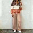 thumbnail image 1 of Yotami Women Tracksuit Set, Color Block Zip Up Sweatshirt And Wide Leg Pants, Casual Fall Matching Outfit With Pockets, 1 of 5