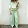 thumbnail image 1 of Yotami Women Tracksuit Set, Color Block Zip Up Sweatshirt And Wide Leg Pants, Casual Fall Matching Outfit With Pockets, 1 of 5