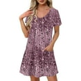 thumbnail image 1 of Yotami Women's Bohemian Dress with Pocket Short Sleeve Midi Dress V-Neck Floral Print Summer Dress for Daily, 1 of 3