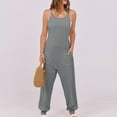 thumbnail image 1 of Yotami Women's Casual Sleeveless Jumpsuits Summer Solid Color Jumpsuit for Shopping Loose Fit Wide Leg Soft Suspender Jumpsuits with Pocket, Gray, M, 1 of 5