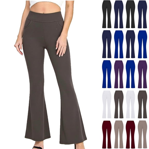 Yotami Women's High Waisted Yoga Pants Plus Size Flare Leggings with Pocket Tummy Control Pant
