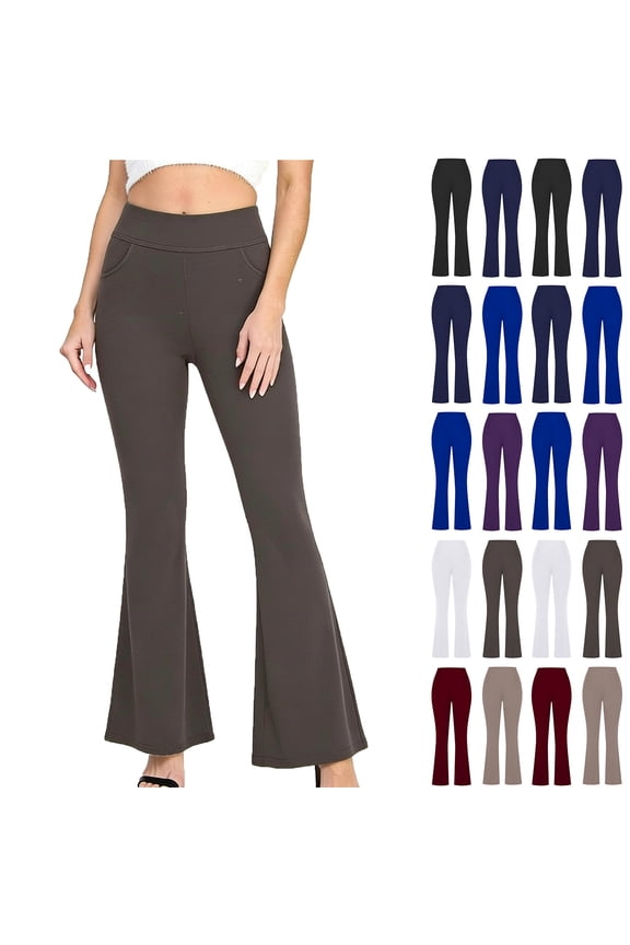 Women's High Waisted Yoga Pants Plus Size Flare Leggings with Pocket Tummy Control Pant