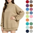 thumbnail image 1 of Yotami Women's Mock Neck Oversized Sweatshirt, Solid Color Long Sleeve Pullover Top with Pockets, Soft Casual Fall Winter Clothes, 1 of 5
