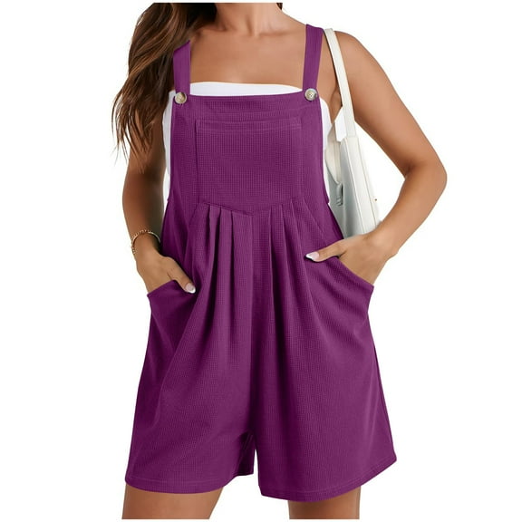Yotami Women's Rompers Summer Athletic Jumpsuit with Pocket Sleeveless Solid Color Adjustable Strap Wide Leg Short Jumpsuit for Travel