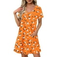 thumbnail image 1 of Yotami Women's Short Sleeve Summer Dress with Pocket Boho Midi Dress Floral Print V-Neck Dress for Vacation, 1 of 3