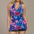 thumbnail image 1 of Yotami Women's Tankini Two Piece Swimsuit with Boyshorts High Waisted Halter Neck Tankini Set with Removable Padded, Floral Print Swim Set for Athletic, Multicolor, 1 of 4